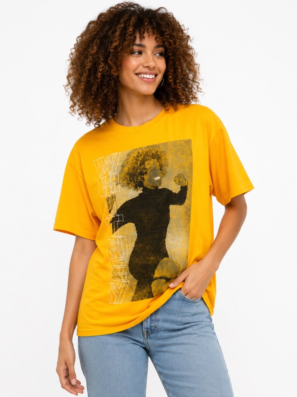 New - Whitney Houston Yellow Graphic T-Shirt